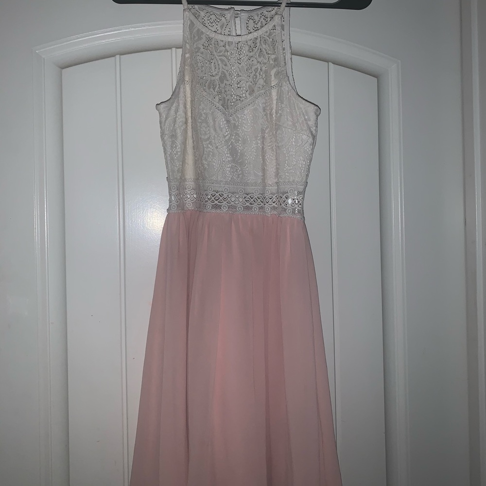 short creme and pink dress
